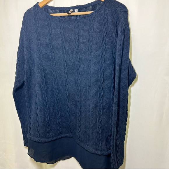 Kut from cloth Cable knit Sweater Woven Size XL Blue - Picture 3 of 4